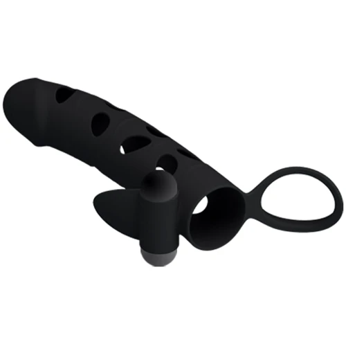 Насадка на член LYBAILE Pretty Love Penis Sleeve With Ball Strap 5.98" Black