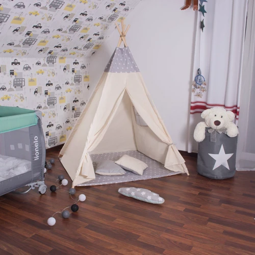 Детская палатка Springos Tipi XXL вигвам бело-серая (TIP07)