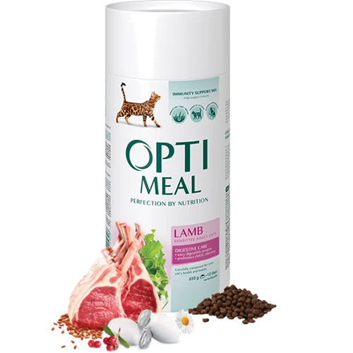 Сухой корм Optimeal Adult cats для взрослых кошек с чувствительным пищеварением с ягненком 6x0.65 кг (4820083905308)