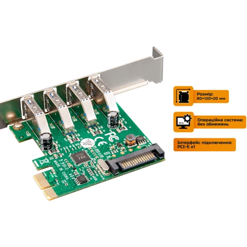 Frime VIA VL805 (ECF-PCIEtoUSB008.LP): Разъемы USB 3.0