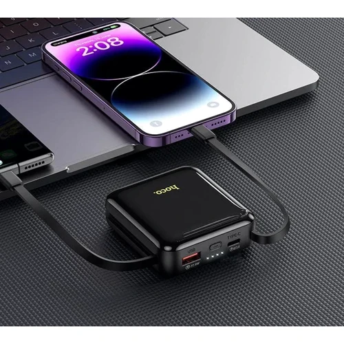 Внешний аккумулятор Hoco Power Bank 10000mAh Q23 Blade with Cable PD 20W/22.5W Black: Емкость батареи, мАч 10000