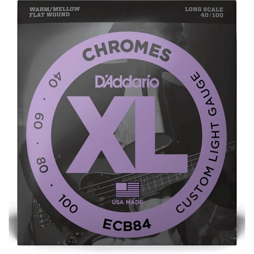 Струна для гитар Набор струн D'Addario ECB84 XL CHROMES BASS CUSTOM LIGHT (40-100)