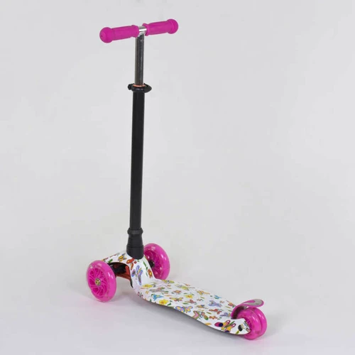 Самокат триколісний MAXI "Best Scooter" пластмасовий, трубка керма алюмінієва Pink / White / Black (74512): Тип гальма ножний