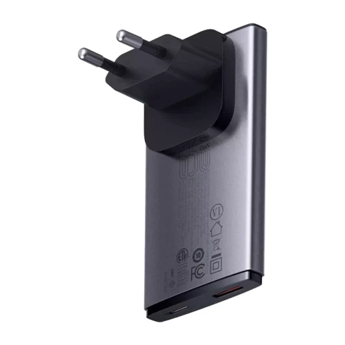 Зарядное устройство Baseus Wall Charger GaN5 Pro USB+USB-C Ultra-Slim 65W 100W Gray with USB-C Cable (CCGP150113): Кабель в комплекте USB-C