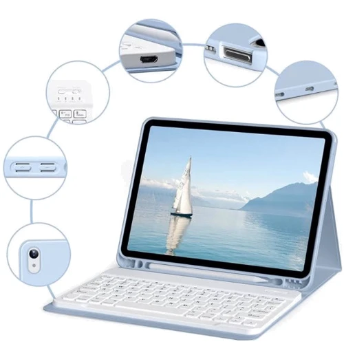 Аксессуар для iPad BeCover Case Smart Keyboard Light Blue for iPad 10.2 2019-2021/iPad Air 2019/Pro 10.5 (711136): Особенности Приятен на ощупь, Удобно держать в руке, трансформируется в подставку, Стильный дизайн, отделение для стилуса