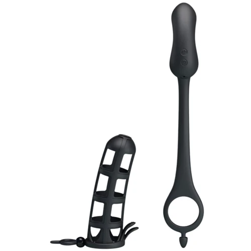 Насадка на член со стимулятором простаты LYBAILE Pretty Love Hercules Penis Sheath Black
