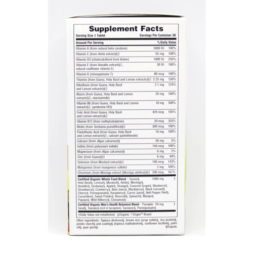 Natures Plus Source of Life Garden Mens Once Daily Multi 30 tabs Органические ежедневные мультивитамины для мужчин: Тип Мультивитамины