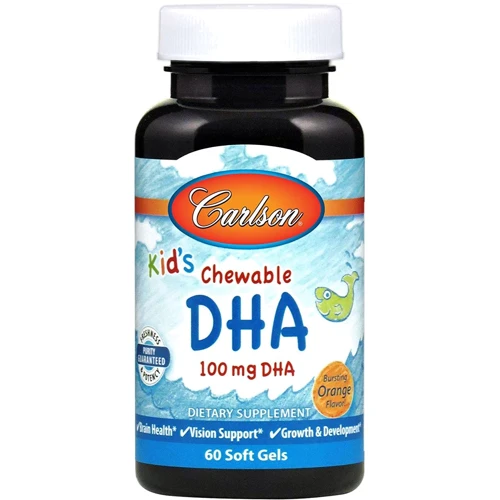 Carlson Labs Kid's Chewable DHA 60 caps Orange Рыбий жир для детей (докозагексаеновая кислота) Апельсин
