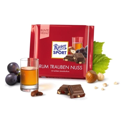 Шоколад Ritter Sport Rum Trauben Nuss 100 г (DL13897): Вага, г 100