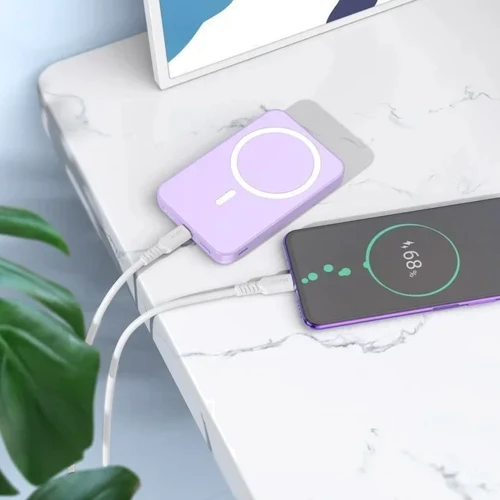 Внешний аккумулятор Hoco Power Bank 5000mAh J109 Easy MagSafe PD 20W White: Особенности беспроводная зарядка, быстрая зарядка, Индикатор заряда, Компактный размер, Поддержка MagSafe