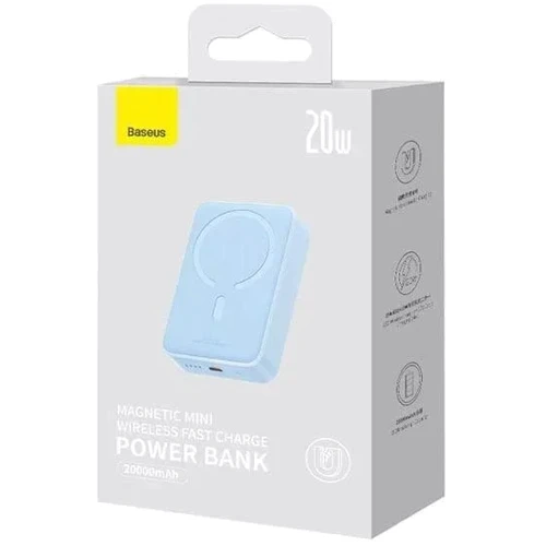 Зовнішній акумулятор Baseus Power Bank 20000mAh Magnetic Wireless 20W Blue (PPCX150003): Ємність батареї, мАг 20000