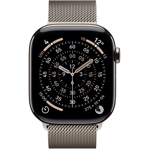 Apple Watch Series 11 GPS + Cellular 46mm Natural Titanium Case with Natural Milanese Loop - S/M (MFCY4)