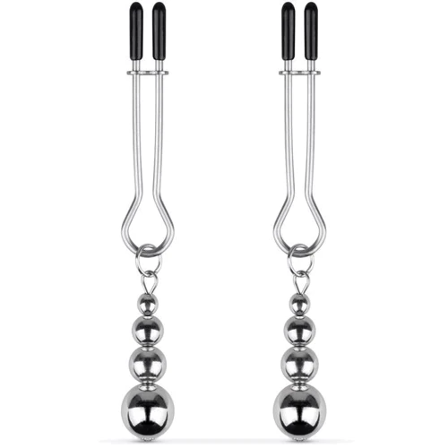 Зажимы для сосков Bedroom Fantasies: Nipple Clamps with Beaded Chain - Silver