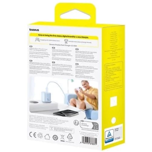 Зарядное устройство Baseus USB-C Wall Charger GaN 1C 45W Blue (P10176800313-00) фото 6