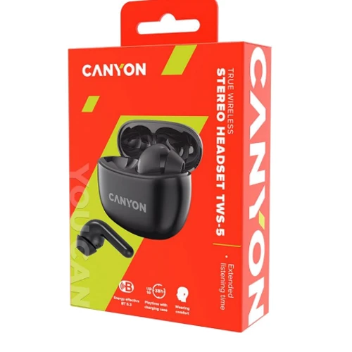 Наушники Canyon TWS-5 Black (CNS-TWS5B): Тип конструкции вакуумные