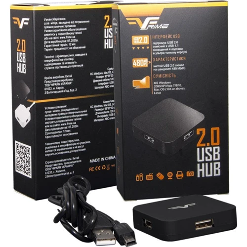 Аксессуар для накопителя Frime 4хUSB2.0 Hub Black (FH-20020) фото 4