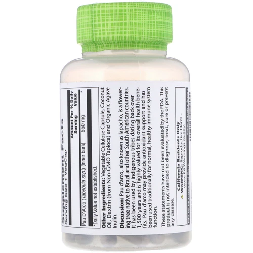 Solaray, Pau D'Arco, 550 mg, 100 Veg Capsules (SOR01440): Форма випуску капсули