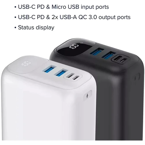 Зовнішній акумулятор Canyon Power Bank 30000mAh PD 20W White (CNE-CPB301W): Тип батареї Литий-ионные