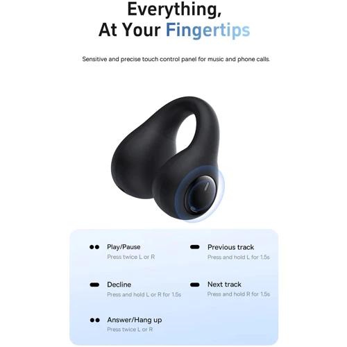 Наушники Baseus AirGo AS01 Black: Время работы, ч 25
