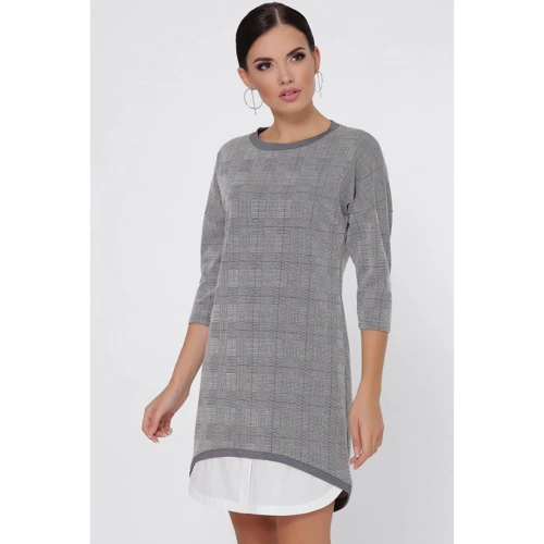 Сукня FashionUp PL-1779B 48 сіре повсякденне до середини стегна