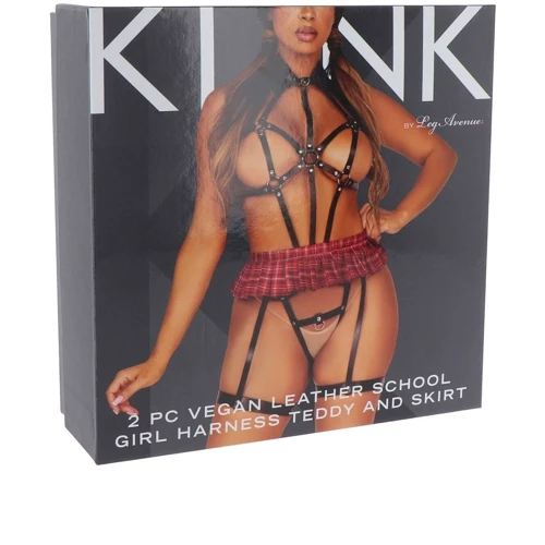 BDSM-костюм ученицы Leg Avenue Harness teddy & skirt Black, S