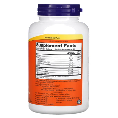 NOW Foods Super Omega 3-6-9 1200 mg 180 soft gel Супер Омега 3-6-9: Тип Омега 3-6-9