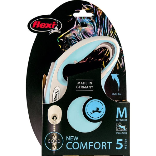 Поводок-рулетка Flexi New Comfort M до 20 кг 5 м блакитний (4000498042915): Тип шнура трос