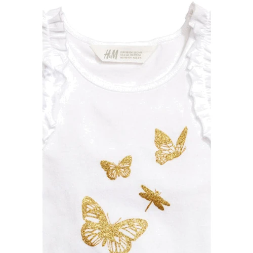 Майка H&M 5131266 98-104 см белая: Пол Девочка