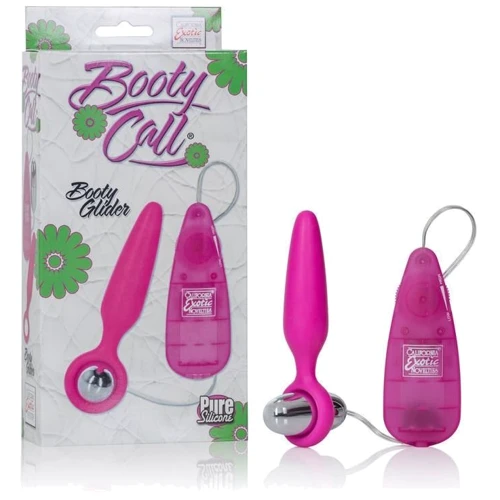 Анальная вибро-пробка Booty Call Booty Glider, 9.5x2.5 см, розовый
