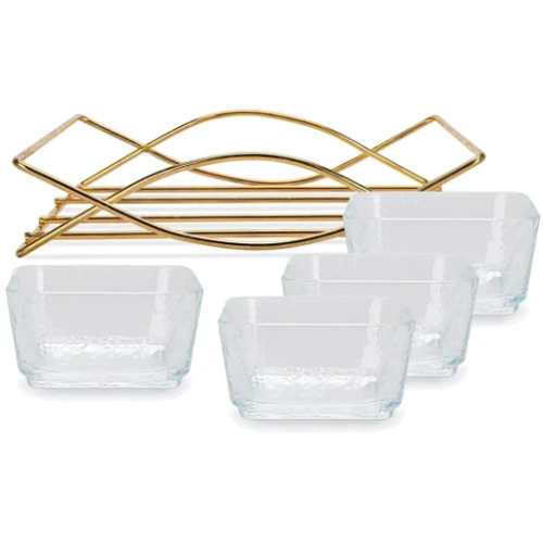 Менажница серверовочная 22x21x5.3 см на стальной подставке 4х280 мл (16393)