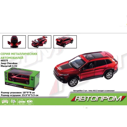 Машинка АвтоПром Jeep Cherokeel 1:32 (68375): Тип Готовая модель