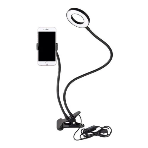 Кільцева лампа LiveStream 9см з власником, на прищіпки Чорний