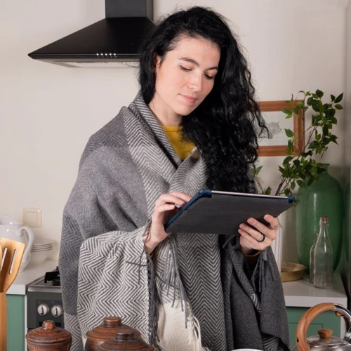 Плед Love You мериносовый клетка белый-светло-серый-темно-серый 140x200 см (4502)