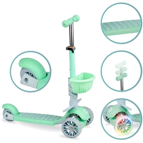 Самокат трехколесный с сиденьем QKIDS ILI (цвет - green): Тип колес литые