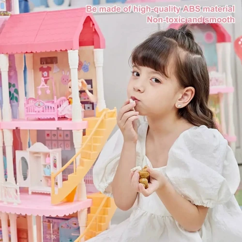 Ляльковий будиночок Fairy care 3 ляльки, гірка, меблі, посуд, аксесуари (7005)