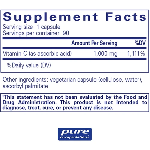 Pure Encapsulations Ascorbic Acid Capsules 90 caps (PE-00019): Тип Витамин C
