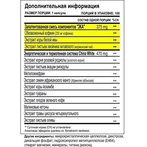 Жиросжигатель Cloma Pharma China White 25 2 tabs /sample/: Пол Унисекс