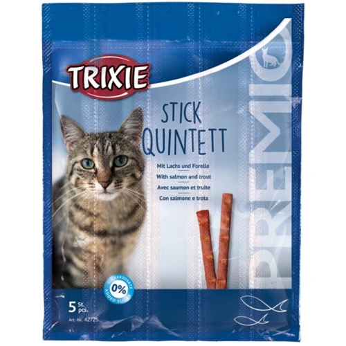 Лакомство для кошек Trixie Premio Quadro-Sticks палочки с лососем и форелью 5 шт. 5 г (4011905427256)