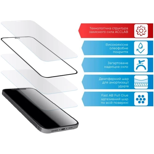 Аксесуар для смартфона ACCLAB Tempered Glass Full Glue Black for Samsung S906 Galaxy S22 Plus/S916 Galaxy S23 Plus: Тип захисне скло