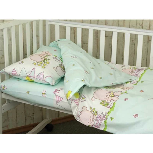 Набір для дитячого ліжечка Руно 60х120 "Ведмежата в колясочці" бязь набивна