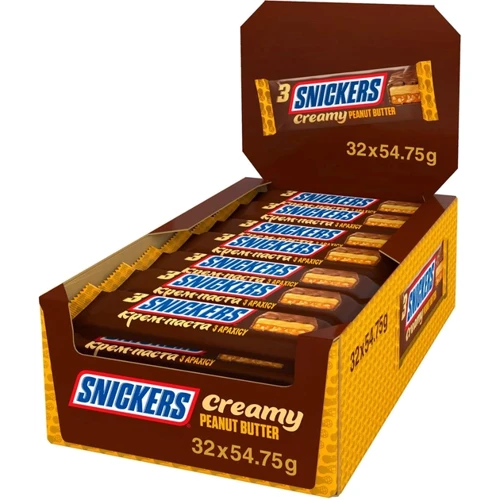 Упаковка батончиків Snickers Creamy з арахісовою пастою 32x54.75 г (УП5900951286605)