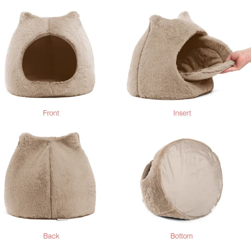 Будинок – лежак Best Friends Meow Hut Fur Cat Bed для котів пшеничний 44х44 см (bf4662) фото 1