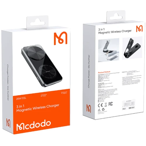 Зарядний пристрій Mcdodo Wireless Charger Foldable Magnetic Black (CH-1150) 15W для iPhone 16 I 15 I 14 I 13 I 12 series, Apple Watch and Apple AirPods: Особливості USB-C