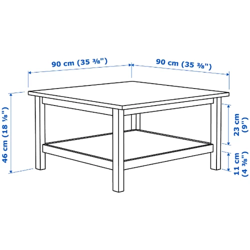 Журнальный стол ІКЕА HEMNES 90х90 см светло-коричневый (304.134.95): Глубина, см 90