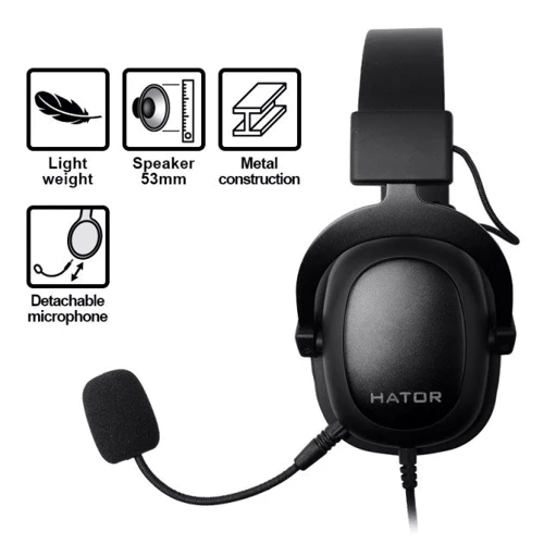 Наушники Hator Hypergang EVO Black (HTA-810): Тип конструкции накладные