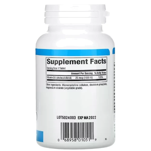 Natural Factors Vitamin D3 Вітамін D3 1000 МО 180 таблеток: Тип Витамин D