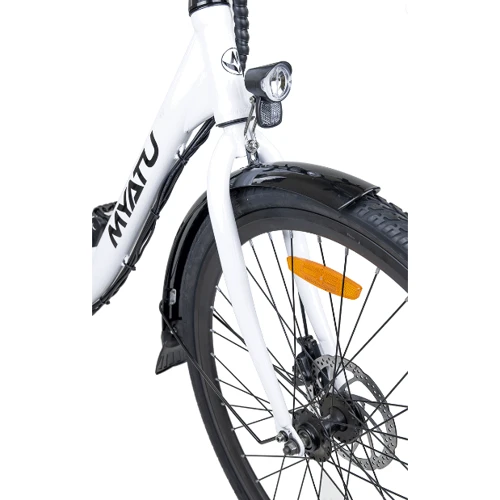 Електровелосипед міський Myatu C0126 (250 Вт, 10 А/год, 36 В), колеса 26", білий: Особливості С рулем, С багажником, С сиденьем