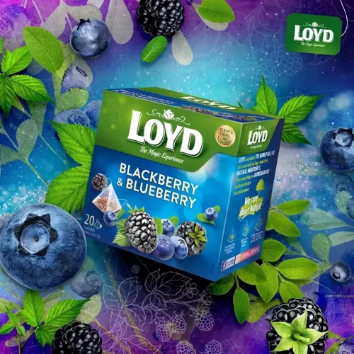 Чай Loyd фруктовый Blackberry and Blueberry ежевика и черника 20х2 г (3103576) фото 1