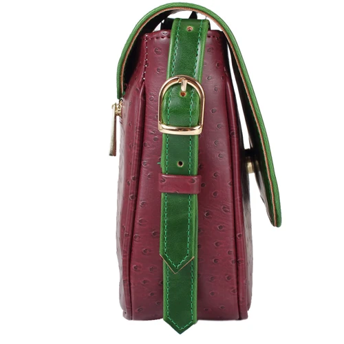 Жіноча сумка почтальонка Laskara різнобарвна (LK-10245-green-plum): Тип ручки Плечовий ремінь, Без ручки
