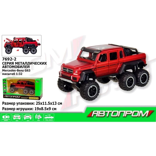 Машинка металл 7692-2 АВТОПРОМ, 1:32 Mersedes красный цвет